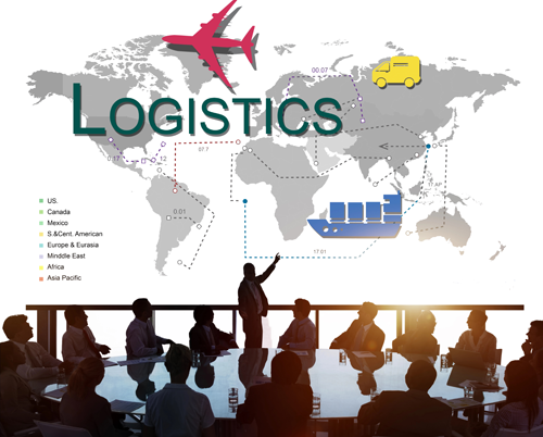 Global supply chain network connections and logistics flow