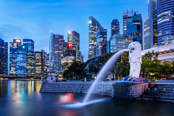 Singapore Nightscape and Merlion