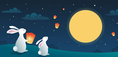 Lanterns and mooncakes celebrating Mid-Autumn Festival